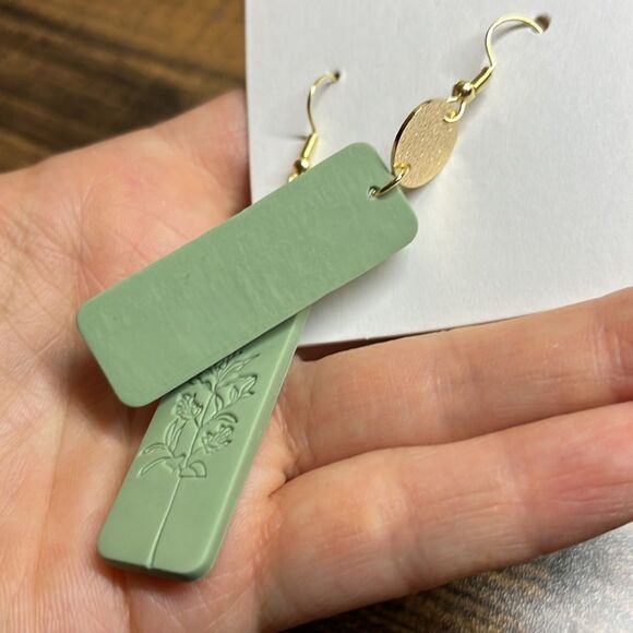 Floral Pattern Rectangle Drop Earrings - Picture 10 of 14